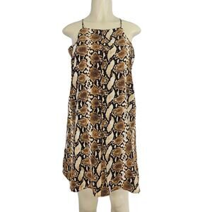 Pearl 88 Size M Snakeskin Mini Dress Spaghetti Strap High Neck Racerback Boho